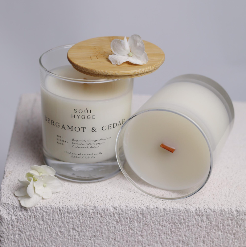 Свеча BERGAMOTE&CEDAR (деревянный фитиль)